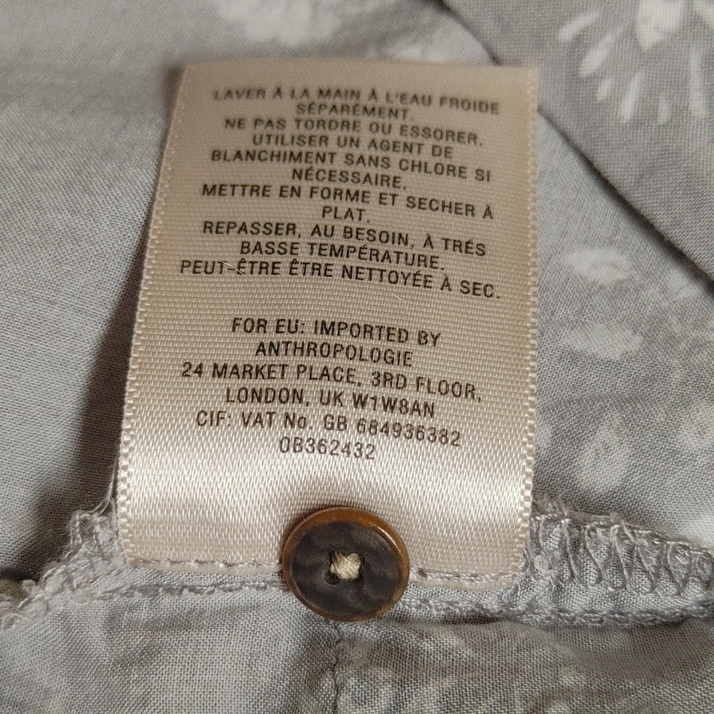 Anthropologie Holding Horses Gray & White Rayon Tunic Top w Pockets S - Picture 10 of 11